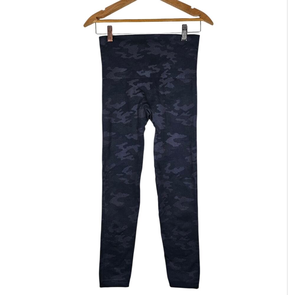 Spanx Look At Me Now Black Gray Camo‎ High Waisted Leggings Size L